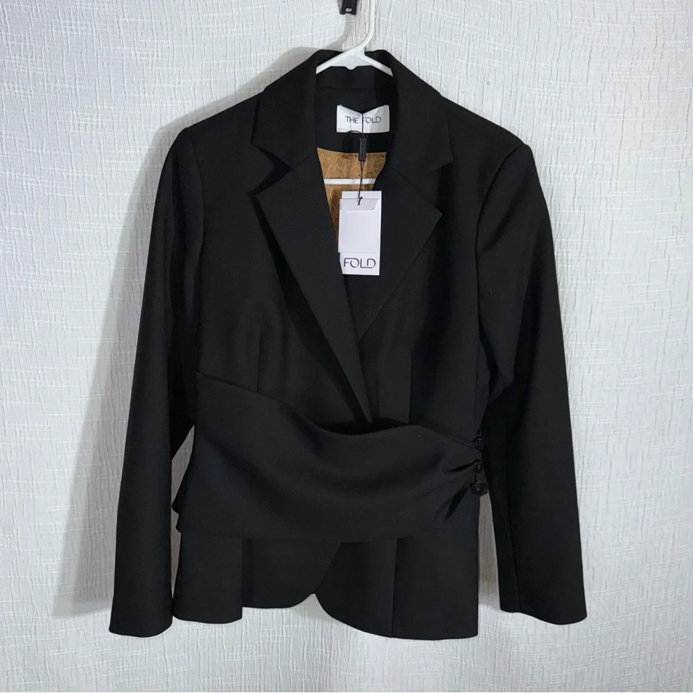The Fold Black Collingham Jacket wool‎ blend size 10 NWT